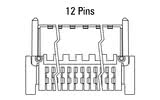 Dimensions du connecteur Zero8 coudé à 12 broches