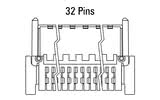 Dimensions du connecteur Zero8 coudé à 32 broches