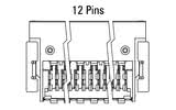 Dimensions du connecteur Zero8 coudé à 12 broches