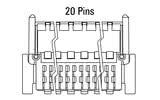 Dimensions du connecteur Zero8 coudé à 20 broches