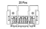 Dimensions du connecteur Zero8 coudé à 20 broches