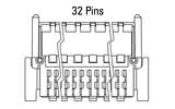Dimensions du connecteur Zero8 coudé à 32 broches